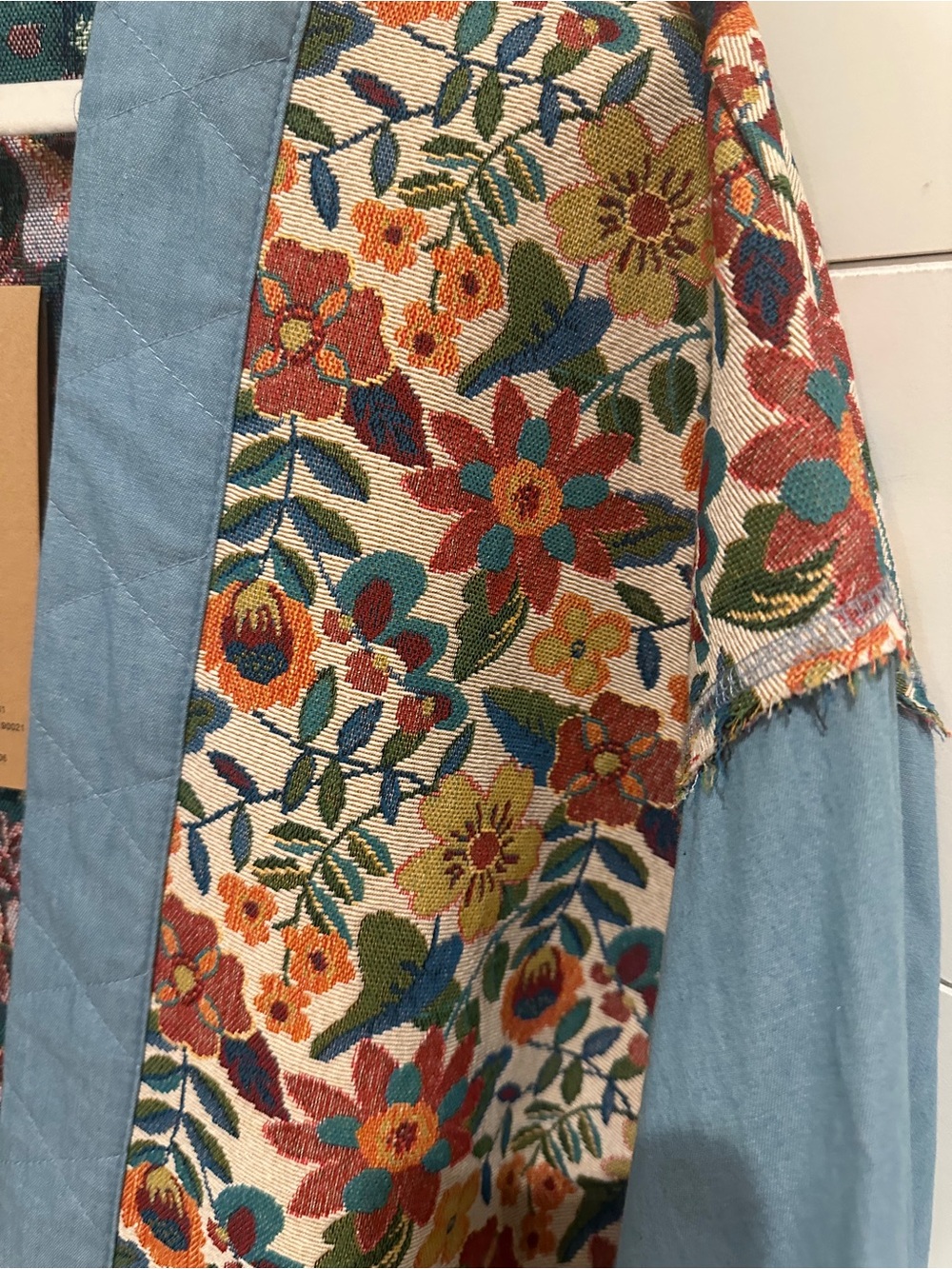 NEW POL Blue Quilted Jacket with Floral Lining - Picture 2 of 6